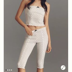 Anthropologie LyreBird Polka Dot Capri Set Size Large